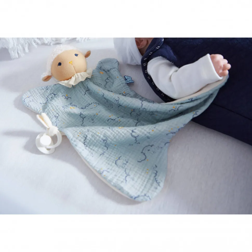 Kaloo Doudou Bleu^Maxi Doudou Coton Bio Mouton